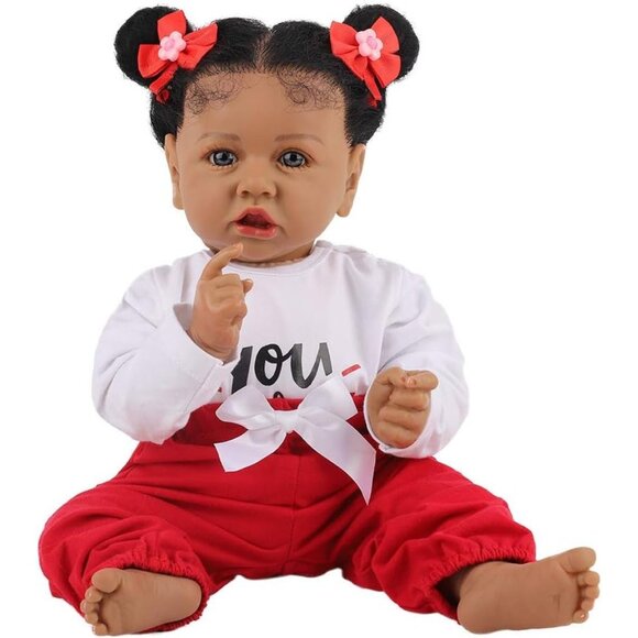 🆕22.8 Inch Reborn Doll with Soft Cloth Body African American Emma Girl Doll - Picture 6 of 11